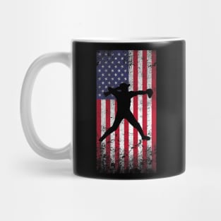 American Flag Man Softball Player Mug